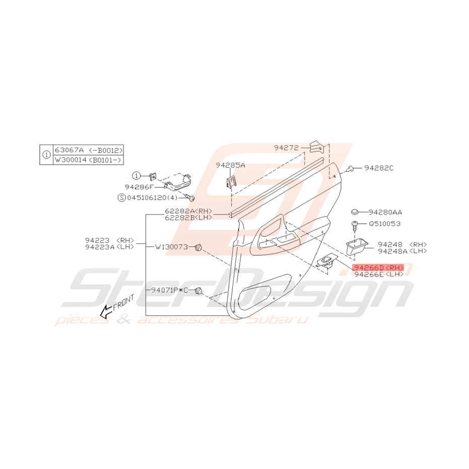 Garniture Lève Vitre Portes Arrières Origine Subaru WRX STI 04/04 - 05