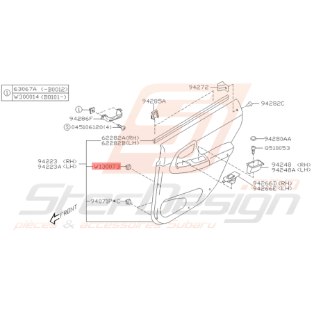 Clips de Portes Arrières Origine Subaru WRX et STI 2001 - 2005