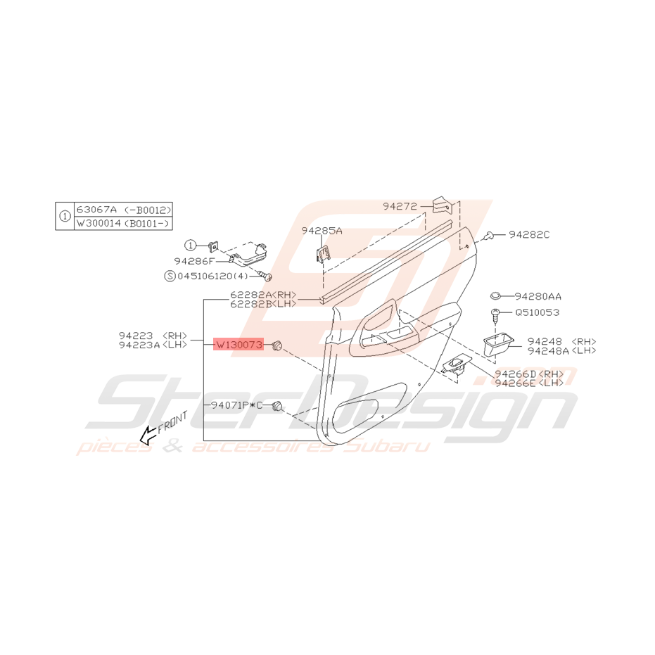 Clips de Portes Arrières Origine Subaru WRX et STI 2001 - 2005