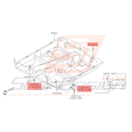 Clips de Moquette Origine Subaru WRX et STI 2001 - 2005