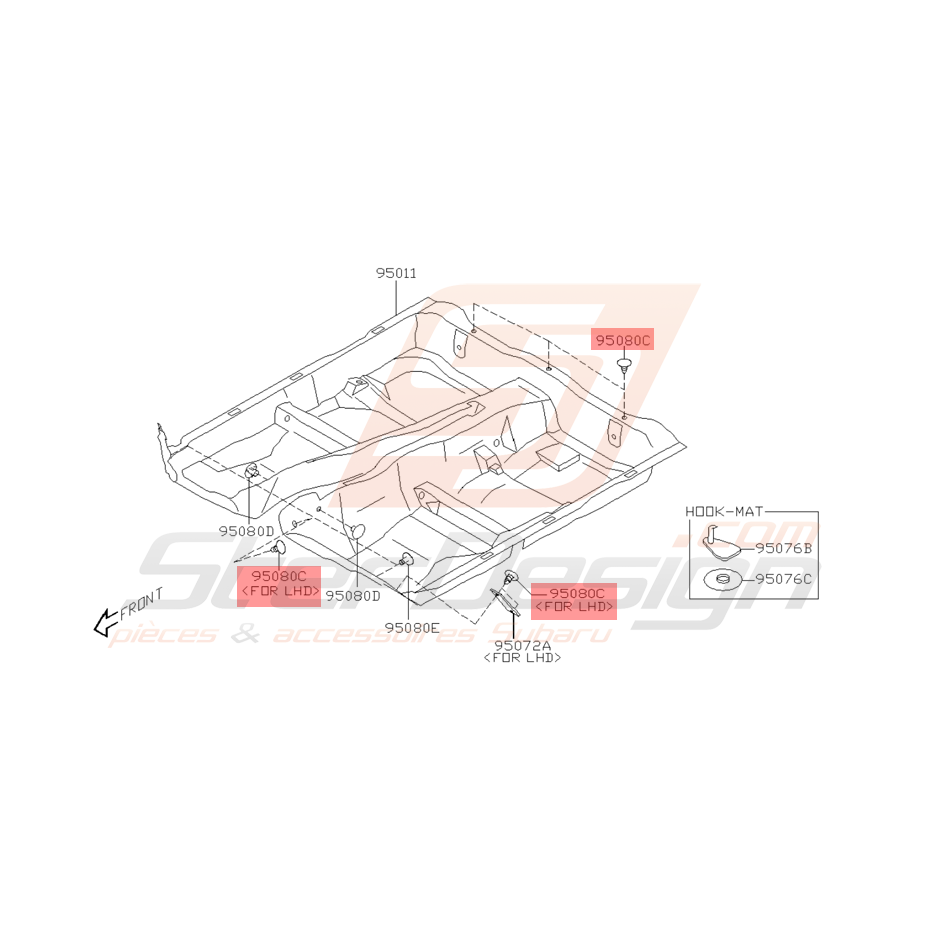 Clips de Moquette Origine Subaru WRX et STI 2001 - 2005