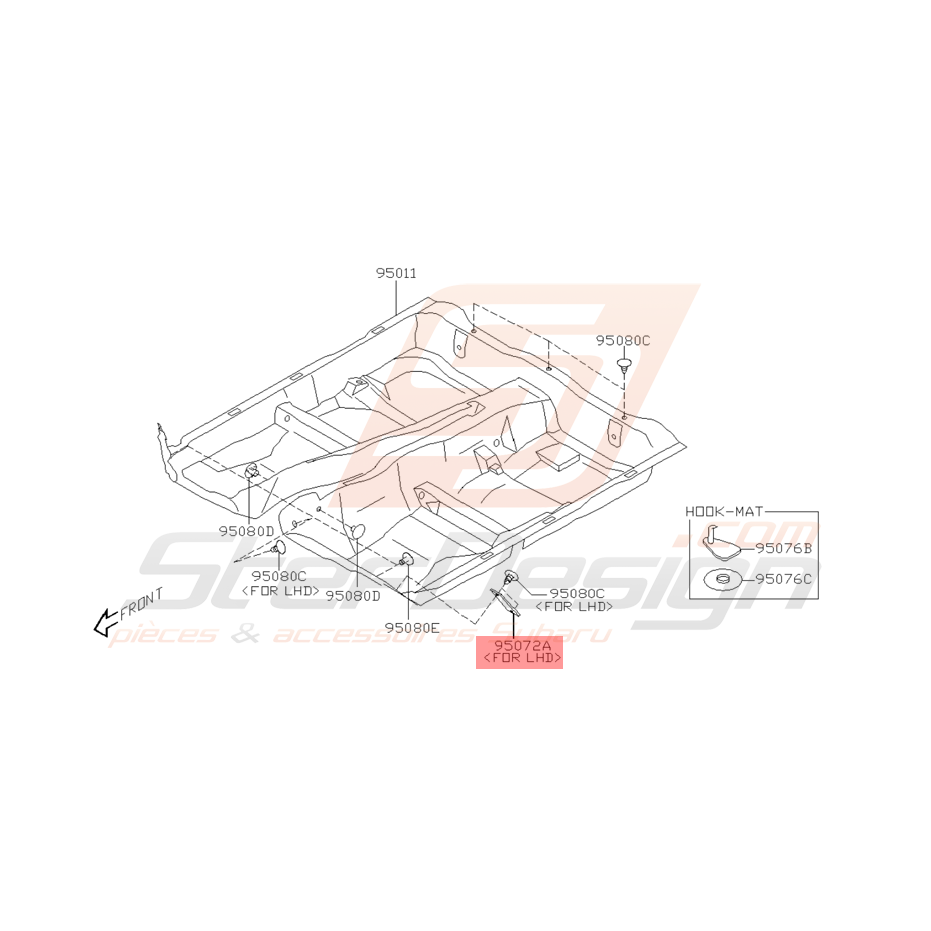 Patin Repose Pied Origine Subaru WRX et STI 2001 - 2005