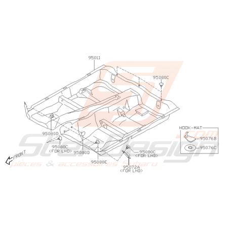 Schéma Clips de plancher Origine Subaru WRX et STI 2001 - 2005