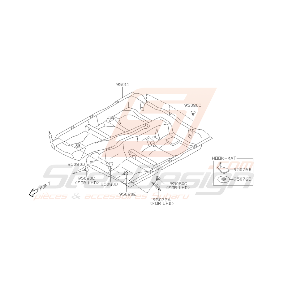 Schéma Clips de plancher Origine Subaru WRX et STI 2001 - 2005
