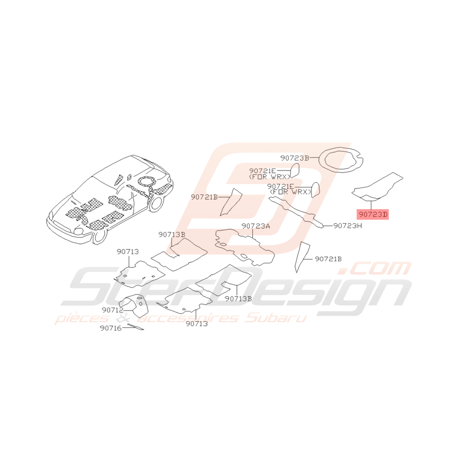 Insonorisant gauche de coffre Origine Subaru WRX STI 2001 - 2005
