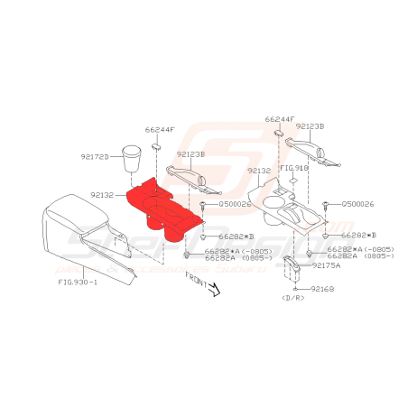 Couvercle de console pour subaru impreza WRX 2008-2010