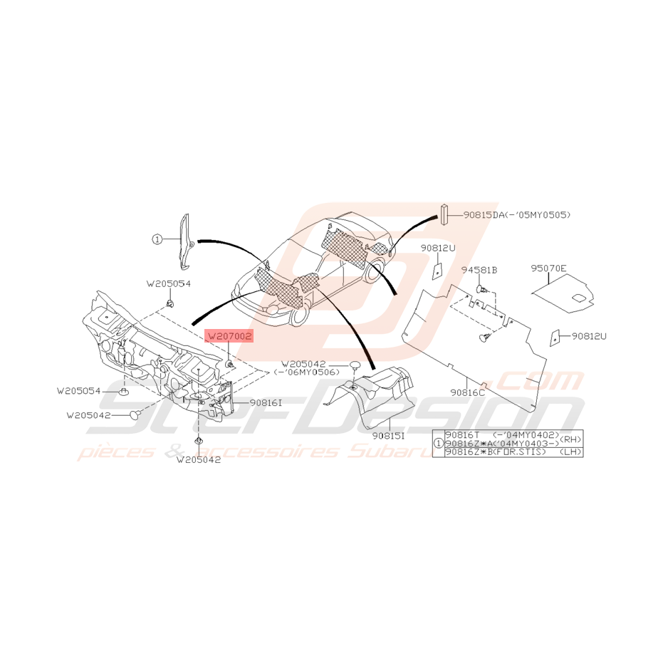 Clips d'Isolant de Plancher Origine Subaru WRX et STI 2001 - 2005