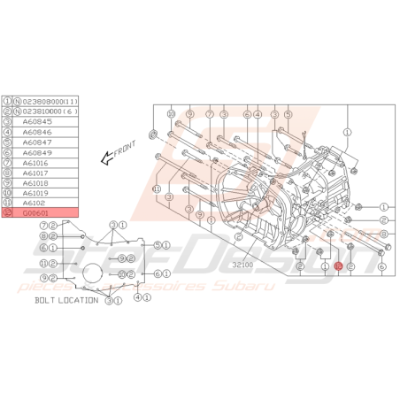 Bille Boite de Vitesse Origine Subaru WRX 2001 - 2005