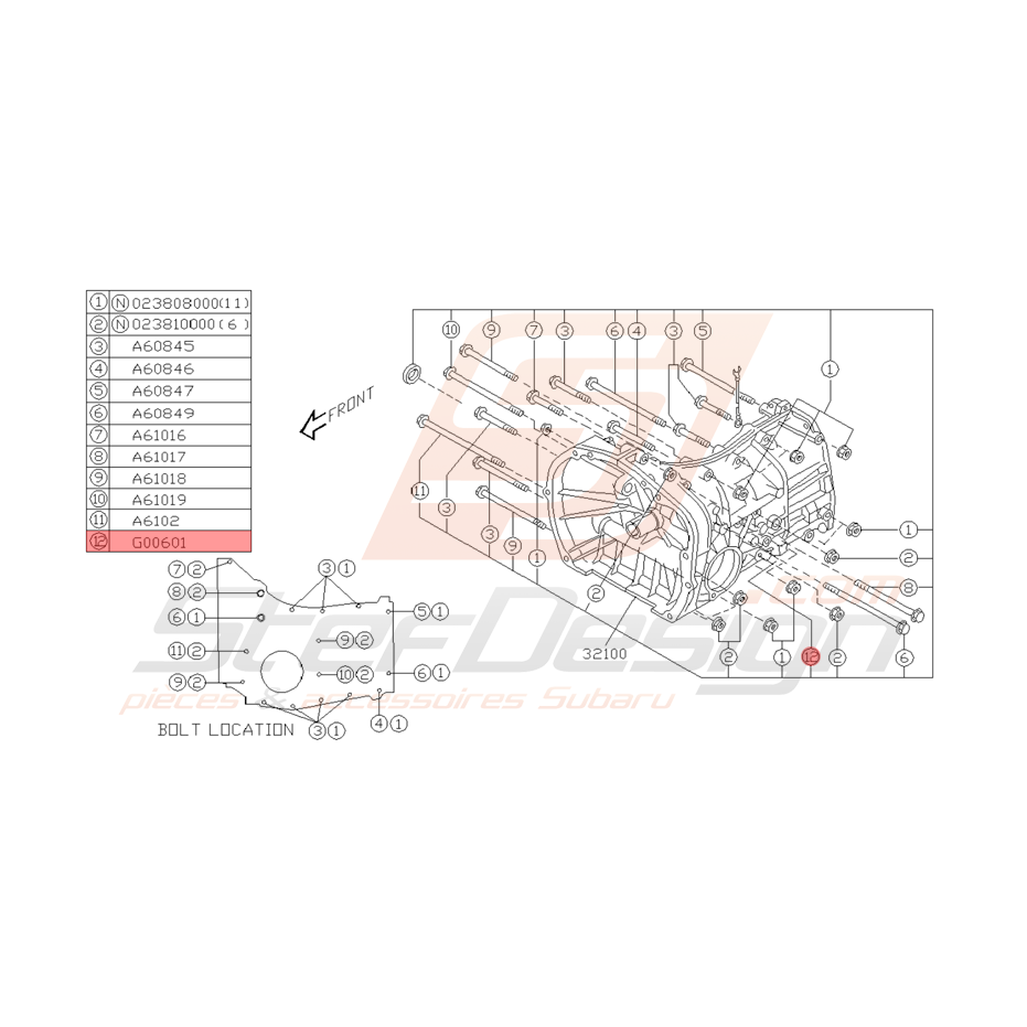 Bille Boite de Vitesse Origine Subaru WRX 2001 - 2005 Bille Boite de Vitesse Origine Subaru WRX 2001 - 2005