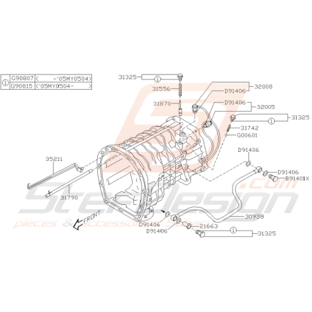 Schéma Contacteur et Tuyau de Boite de Vitesse Origine Subaru STI 01-05