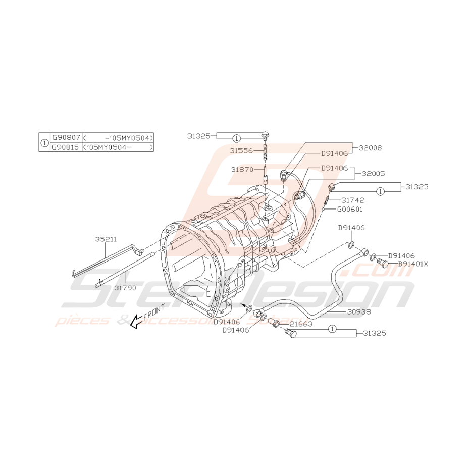 Schéma Contacteur et Tuyau de Boite de Vitesse Origine Subaru STI 01-05 Schéma Contacteur et Tuyau de Boite de Vitesse Origine Subaru STI 01-05