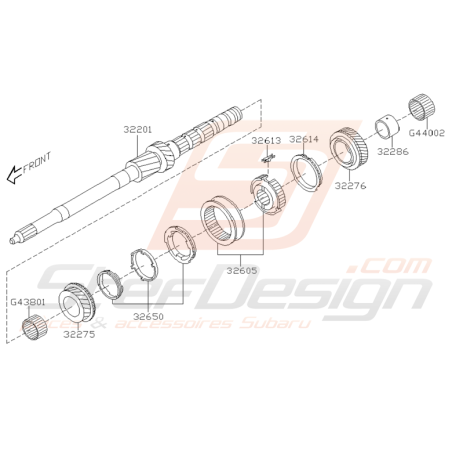 Schéma Arbre Primaire + Pièce 3ème/4ème Origine Subaru STI 01-05