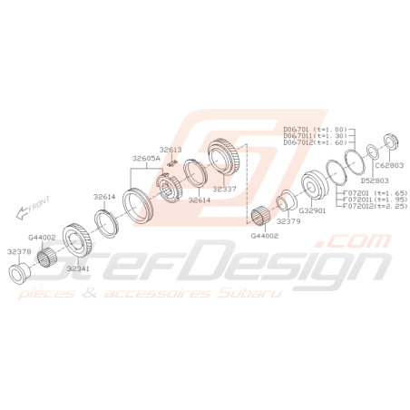 Schéma Pièces de Boite 5ème/6ème Origine Subaru STI 2001 - 2005