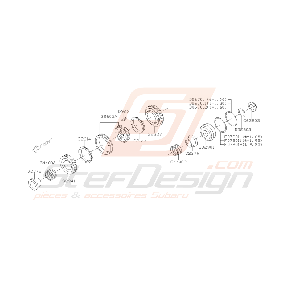 Schéma Pièces de Boite 5ème/6ème Origine Subaru STI 2001 - 2005