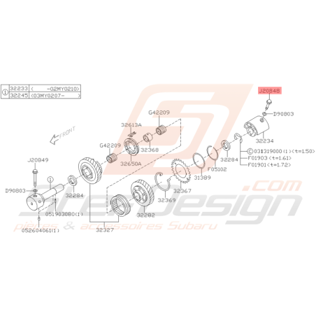 Vis de Support de Galet Tendeur Origine Subaru STI 2001 - 2005