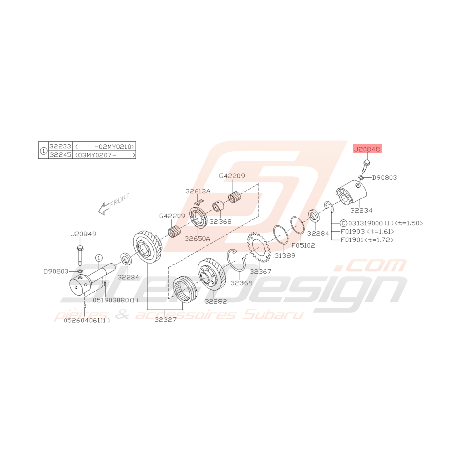 Vis de Support de Galet Tendeur Origine Subaru STI 2001 - 2005