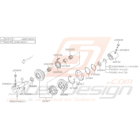 Schéma de Marche Arrière Origine Subaru STI 2001 - 2005