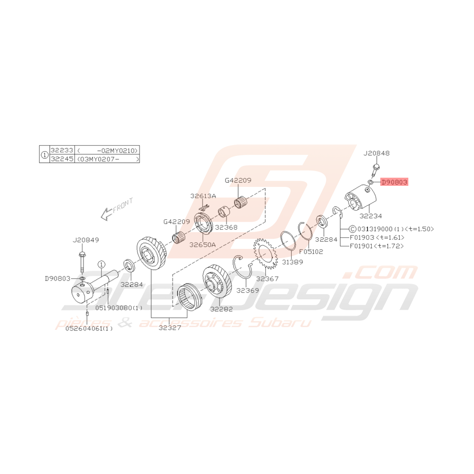 Joint de Support de Galet Tendeur Origine Subaru STI 2001 - 2005