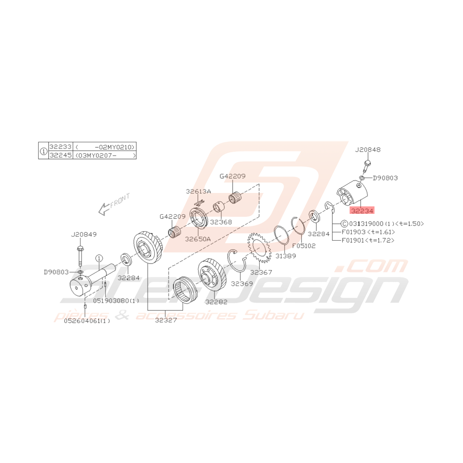 Support de Galet Tendeur de Marche Arrière Origine Subaru STI 01-05