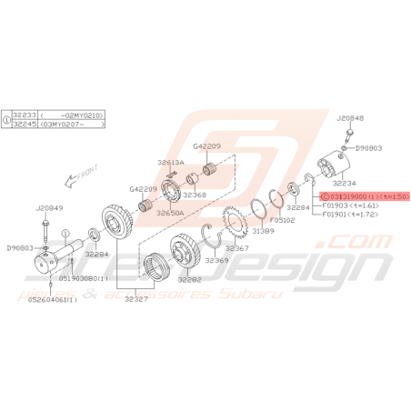 Anneau de Marche Arrière Origine Subaru STI 2001 - 2005