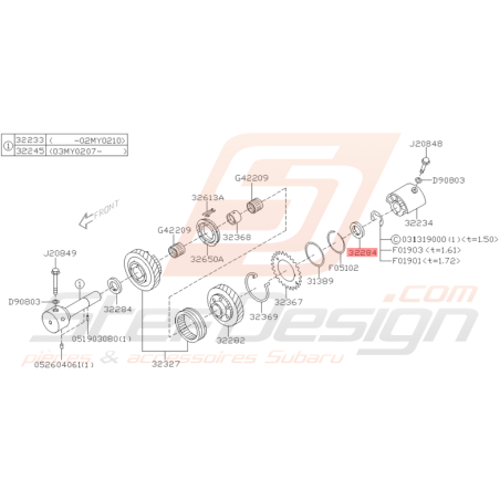 Rondelle d'Engrenage intermédiaire Origine Subaru STI 2001 - 2005 