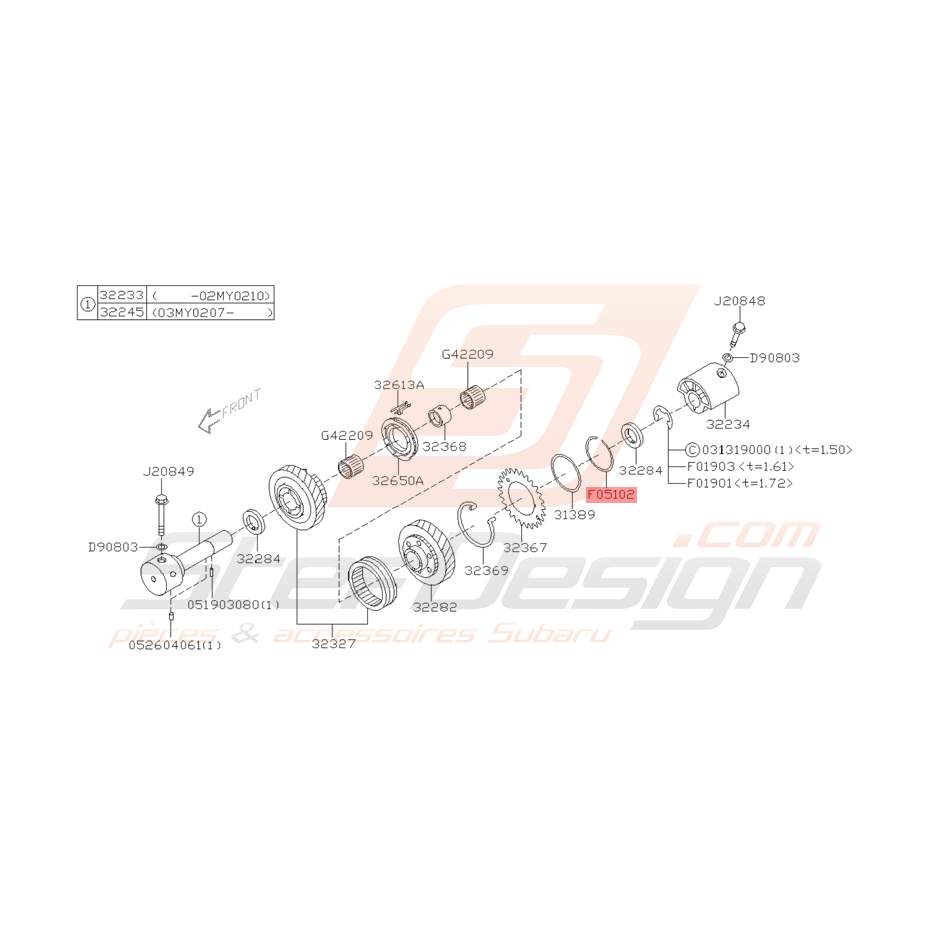 Anneau Élastique Extérieur Origine Subaru STI 2001 - 2005