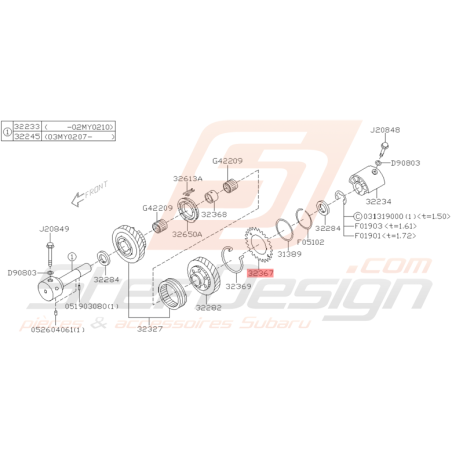 Pignon de Marche Arrière Origine Subaru STI 2001 - 2005