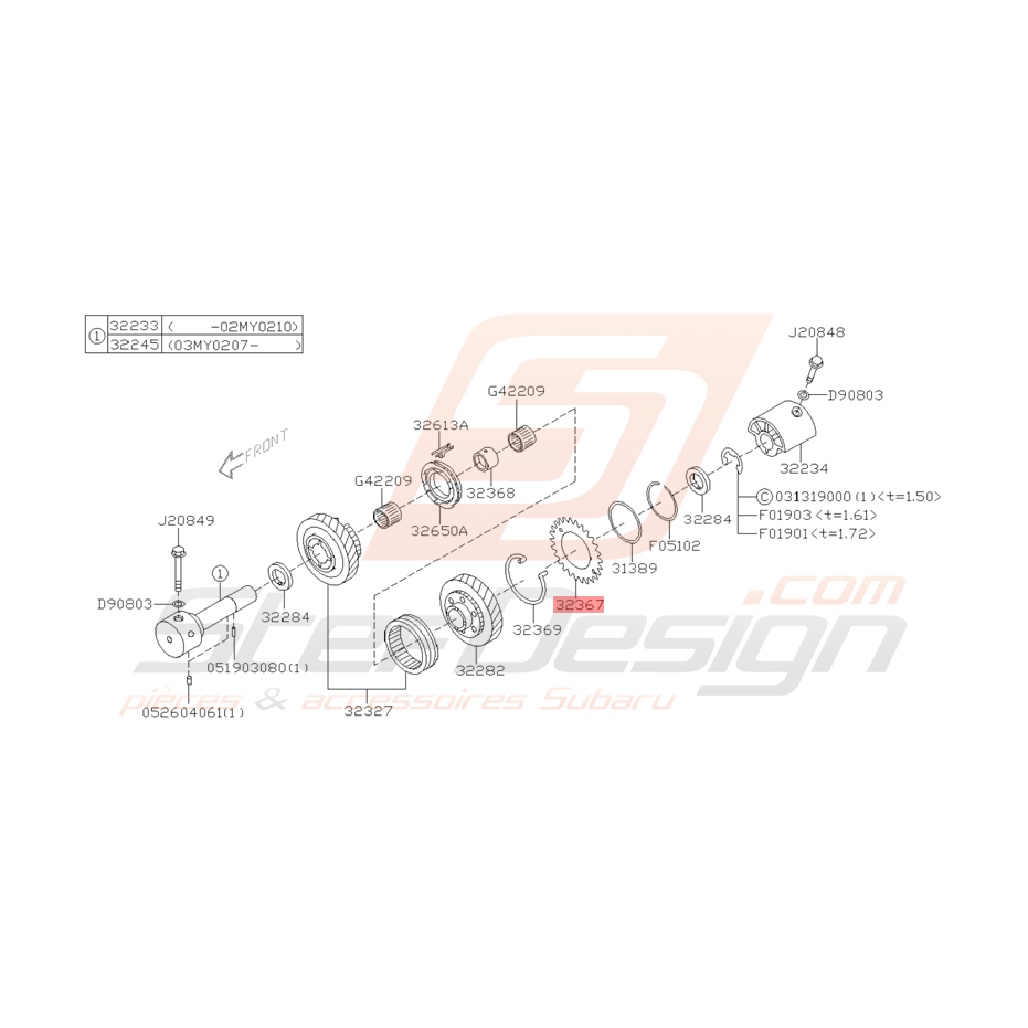 Pignon de Marche Arrière Origine Subaru STI 2001 - 2005