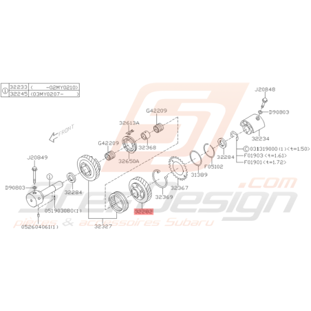 Engrenage Intermédiaire Origine Subaru STI 2001 - 2005