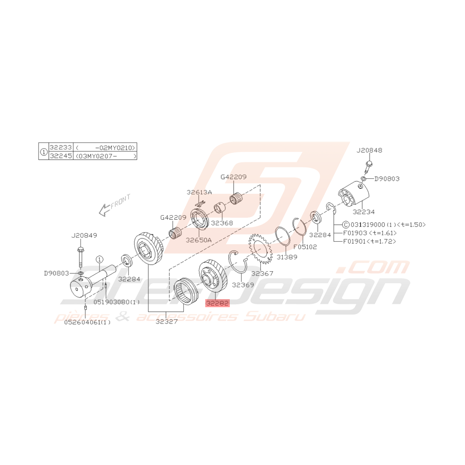 Engrenage Intermédiaire Origine Subaru STI 2001 - 2005