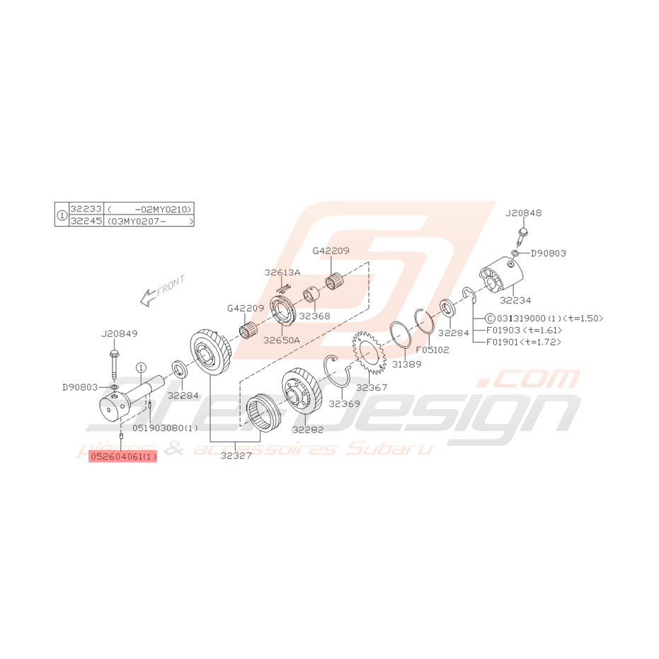 Goupille Boite de Vitesse Origine Subaru GT 2000 STI 2001 - 2005 