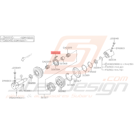 Bonhomme de Verrouillage Origine Subaru STI 2001 - 2005