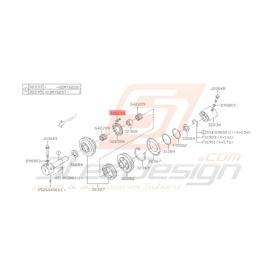 Bonhomme de Verrouillage Origine Subaru STI 2001 - 2005