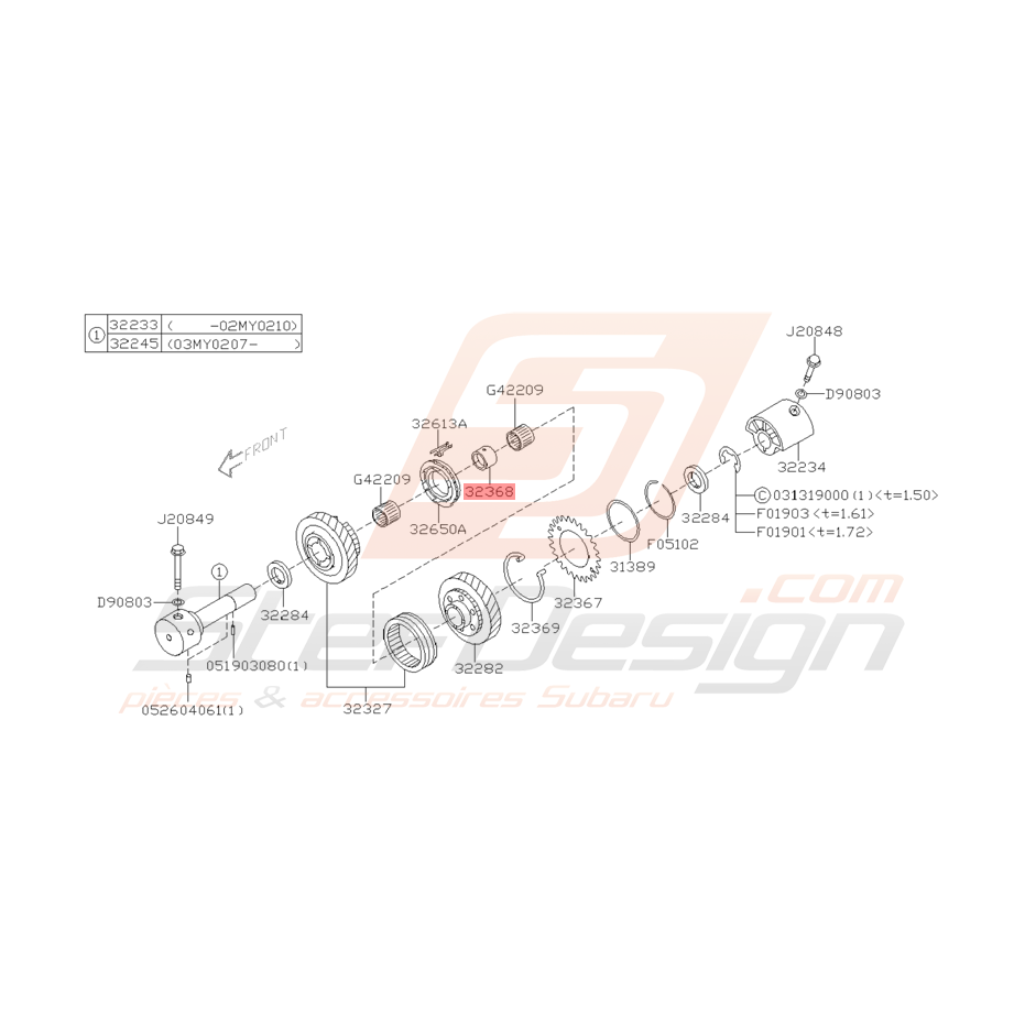 Manchon de Marche Arrière Origine Subaru STI 2001 - 2005