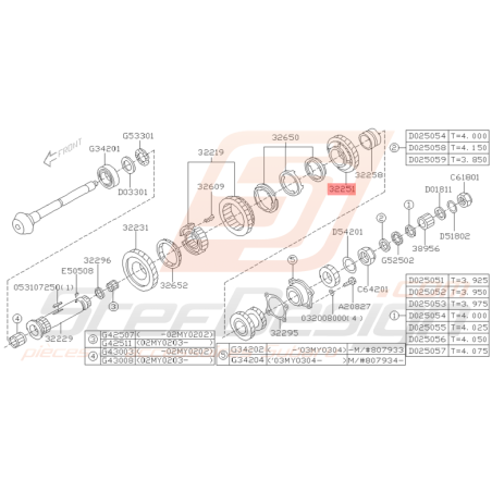 Pignon de 2ème Vitesse Origine Subaru WRX 2001 - 04/2004