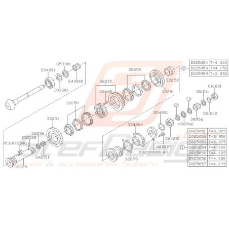 Schéma Arbre Secondaire Origine Subaru WRX 04/2004 - 07/2005