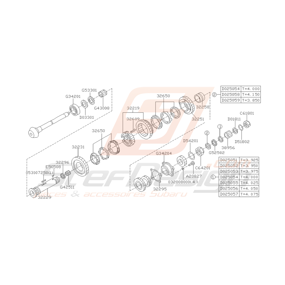 Schéma Arbre Secondaire Origine Subaru WRX 04/2004 - 07/2005