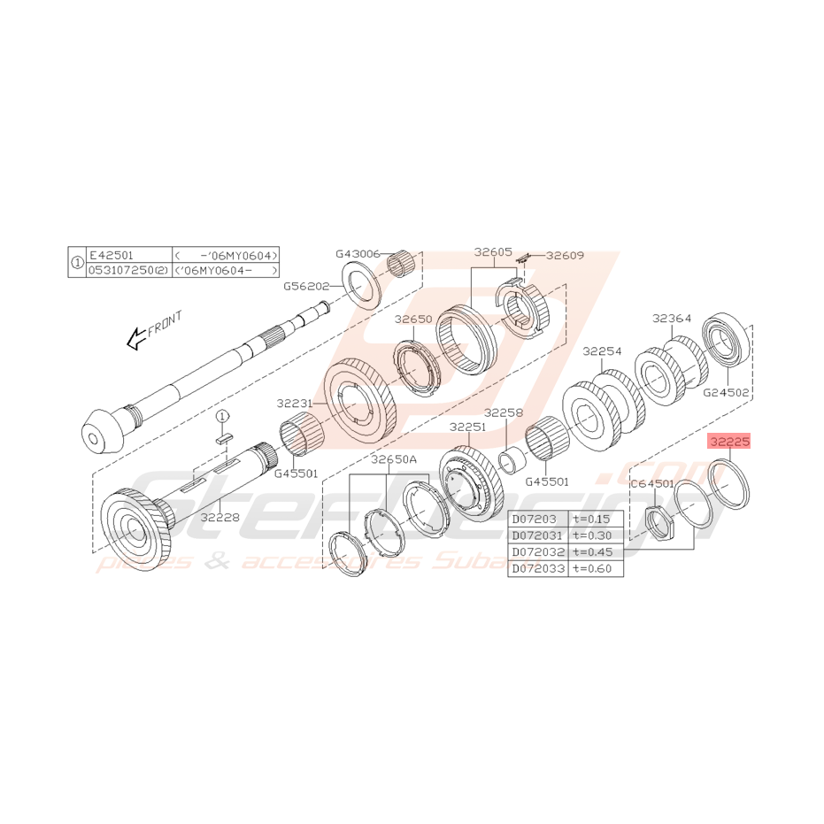 Bague d'Arbre Mené Origine Subaru STI 2001 - 2005