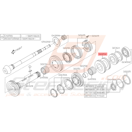 Jeu de Pignon 3ème/4ème Origine Subaru STI 2001 - 2005