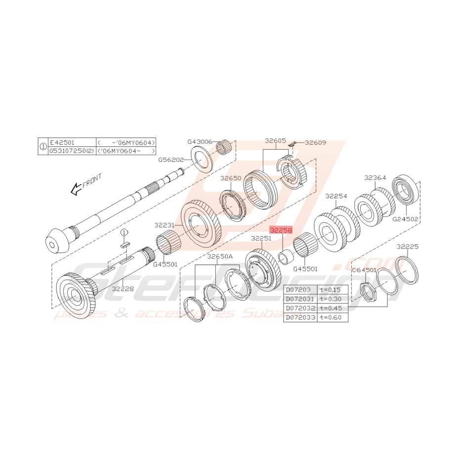 Manchon de Pignon Récepteur de 2ème Origine Subaru STI 01-05