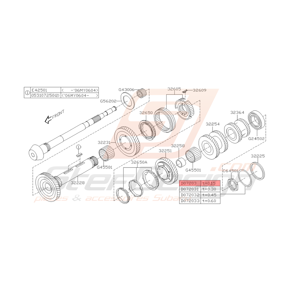 Cale de Réglage Origine Subaru STI 2001 - 2005