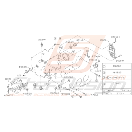 Schéma de Bloc Cylindre Origine Subaru GT 1993 - 1998