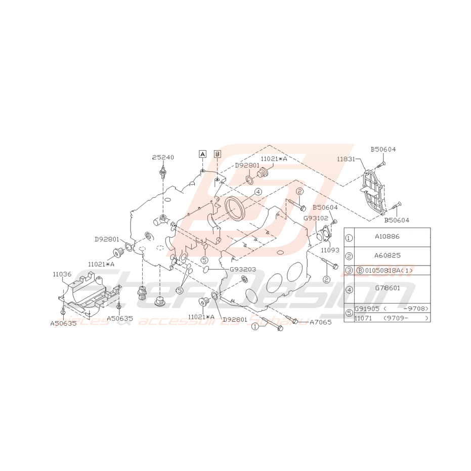 Schéma de Bloc Cylindre Origine Subaru GT 1993 - 1998 Schéma de Bloc Cylindre Origine Subaru GT 1993 - 1998