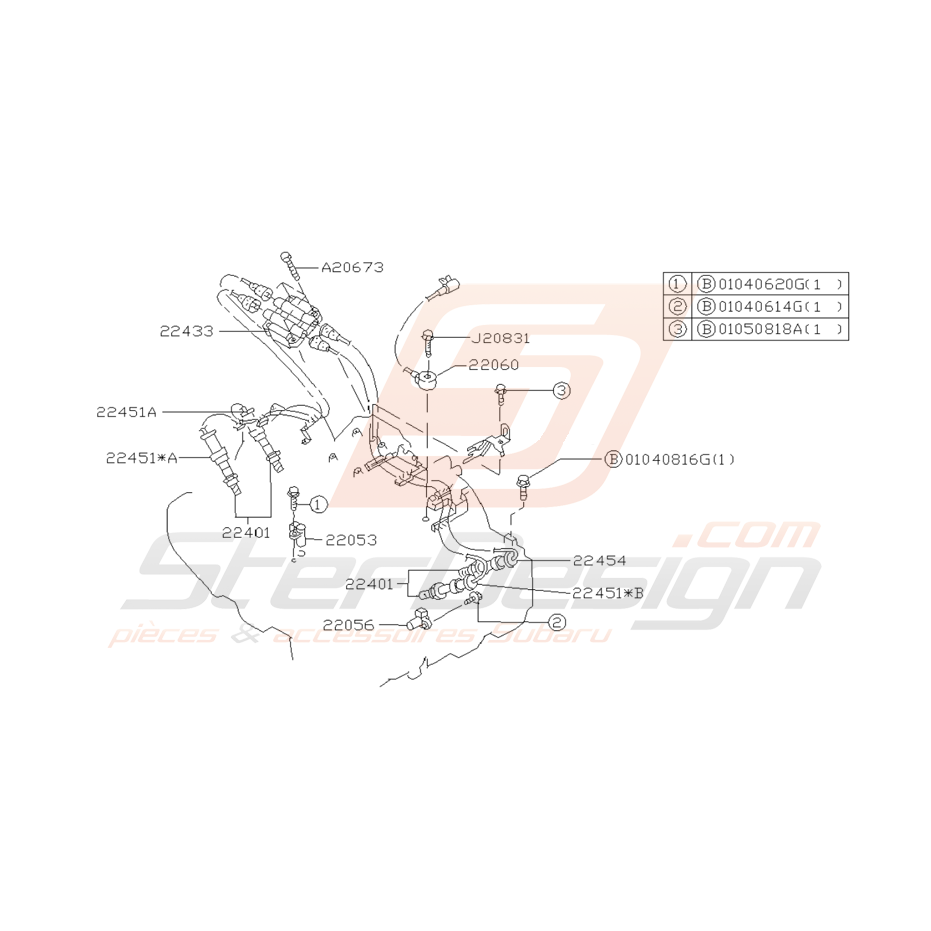 Schéma Bougies d'Allumage Origine Subaru Impreza GT 1997 - 1998 Schéma Bougies d'Allumage Origine Subaru Impreza GT 1997 - 1998