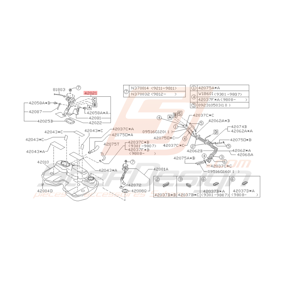Pompe à Essence Complète Origine Subaru GT 1993 - 07/1995 Pompe à Essence Complète Origine Subaru GT 1993 - 07/1995