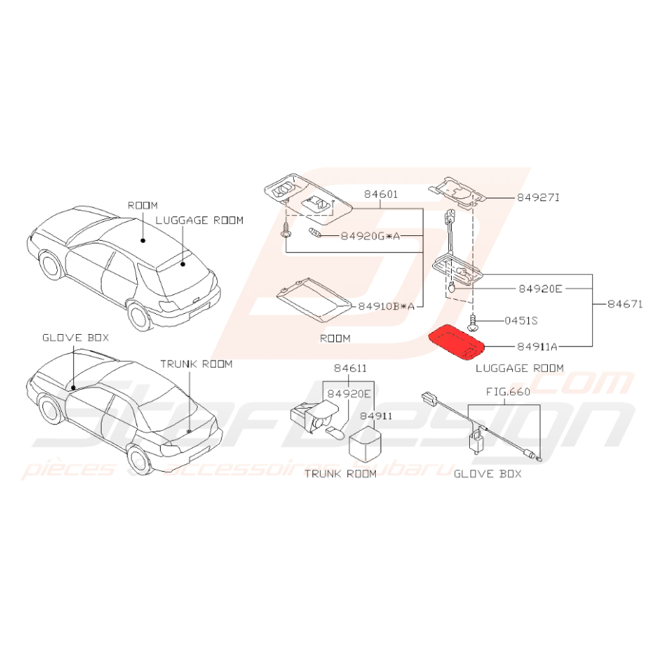 cache plastique d'éclairage pour Subaru Impreza WRX 2001 break