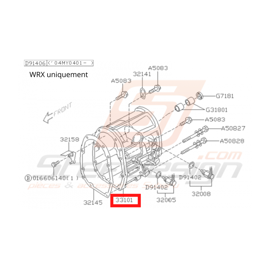 Carter Transfert Origine Subaru WRX / STI 2001 - 2007 Carter Transfert Origine Subaru WRX / STI 2001 - 2007