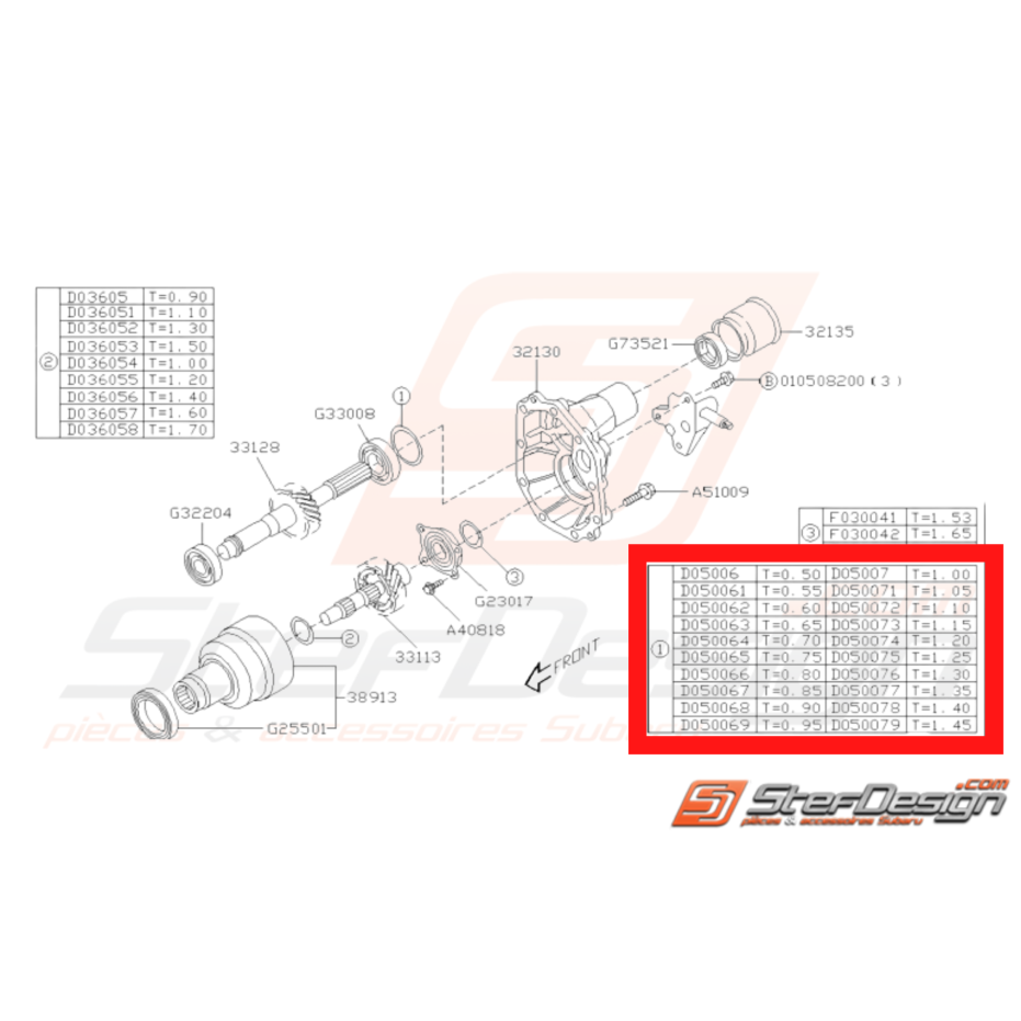 Rondelle de pignon de transfère WRX 2006-2007 Rondelle de pignon de transfère WRX 2006-2007