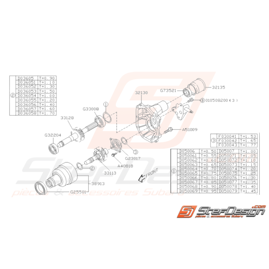 Schéma extension boite de transfert  Subaru WRX 01-05 Schéma extension boite de transfert  Subaru WRX 01-05