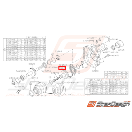 Pinion Transfert 1,1 30 dents origine Subaru STI 01-05